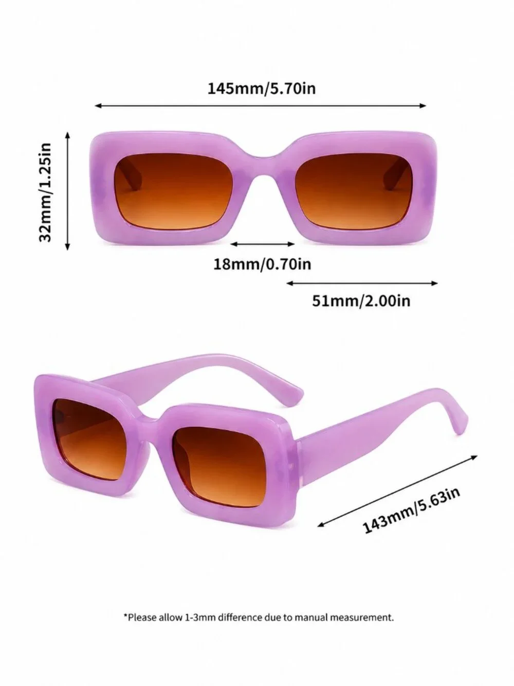 Arriba Unisex Rectangle Sunglasses Chunky Frame UV400